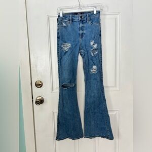 Hollister Light Blue Distressed Flare Jeans